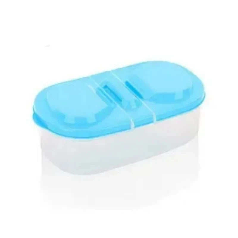 Double Compartment Food Storage Container with Sealed Lid - Plastic Snack Box for Lunch and Snacks