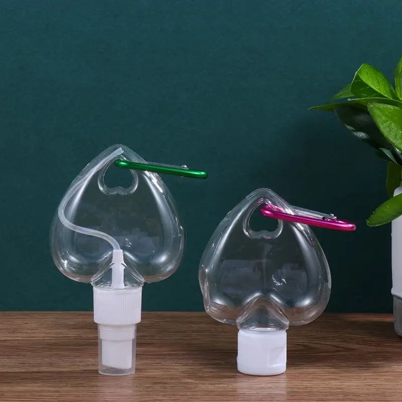 50ml Refillable Heart & Leaf Spray Bottle - Travel Perfume Lotion Container with Metal Hook