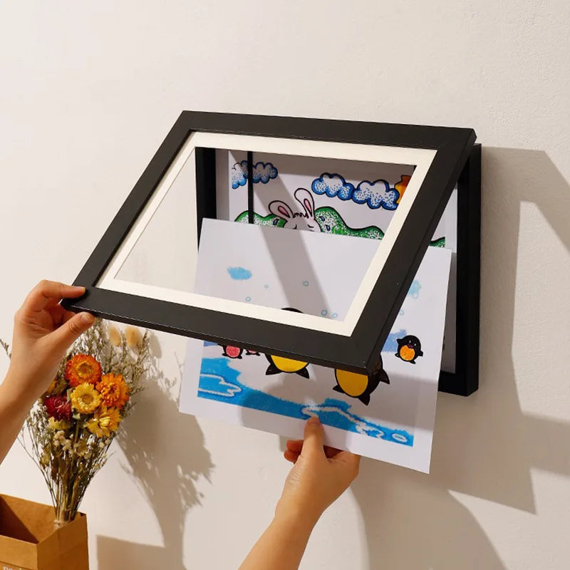 Children's Art Display Frames Wooden A4/6 Inch Reusable Photo & Artwork Holder