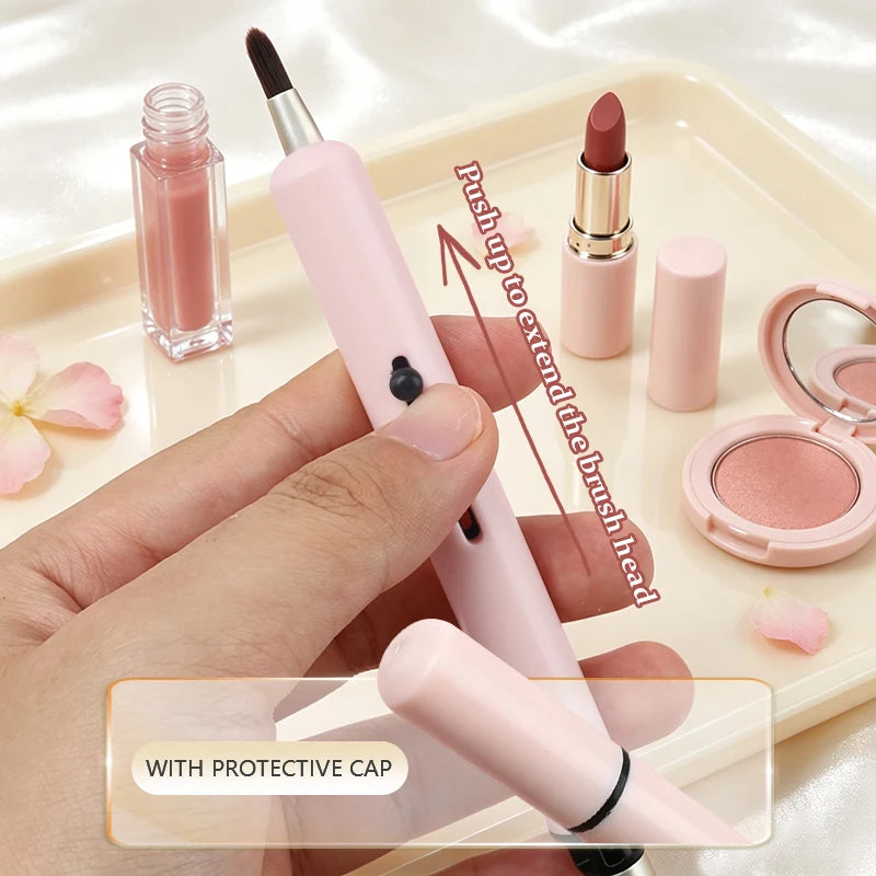 Retractable Lip Brush with Silicone Blending Head - Makeup Applicator Tool