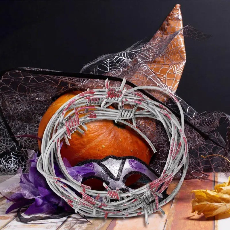 Halloween Fake Barbed Wire Fence Decoration for Haunted Houses & Parties - Spooky Prop