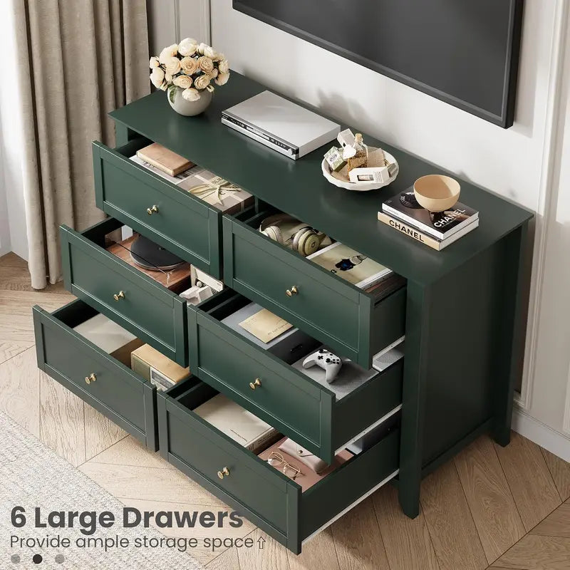 6-Drawer Tall Storage Cabinet, Space-Saving Modern Chest for Bedroom or Closet