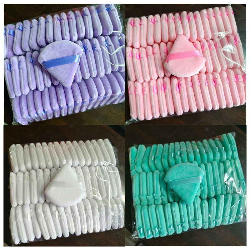 Wholesale 50Pcs Triangle Makeup Sponge Powder Puffs - Soft Cotton Face Blenders