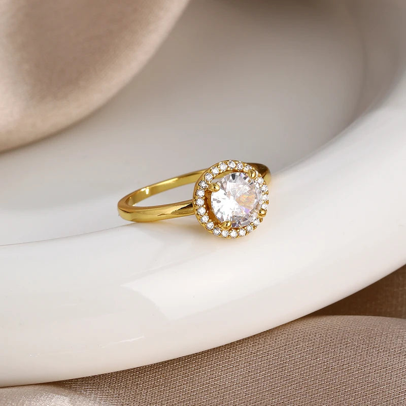 Elegant Sterling Silver Heart-Shaped Crown Ring - Gold Series Jewelry Gift