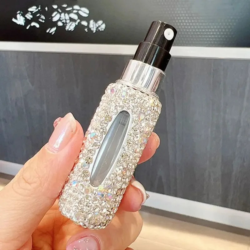 Refillable Travel Perfume Spray Bottle 5ml Rhinestone Portable Dispenser Gift