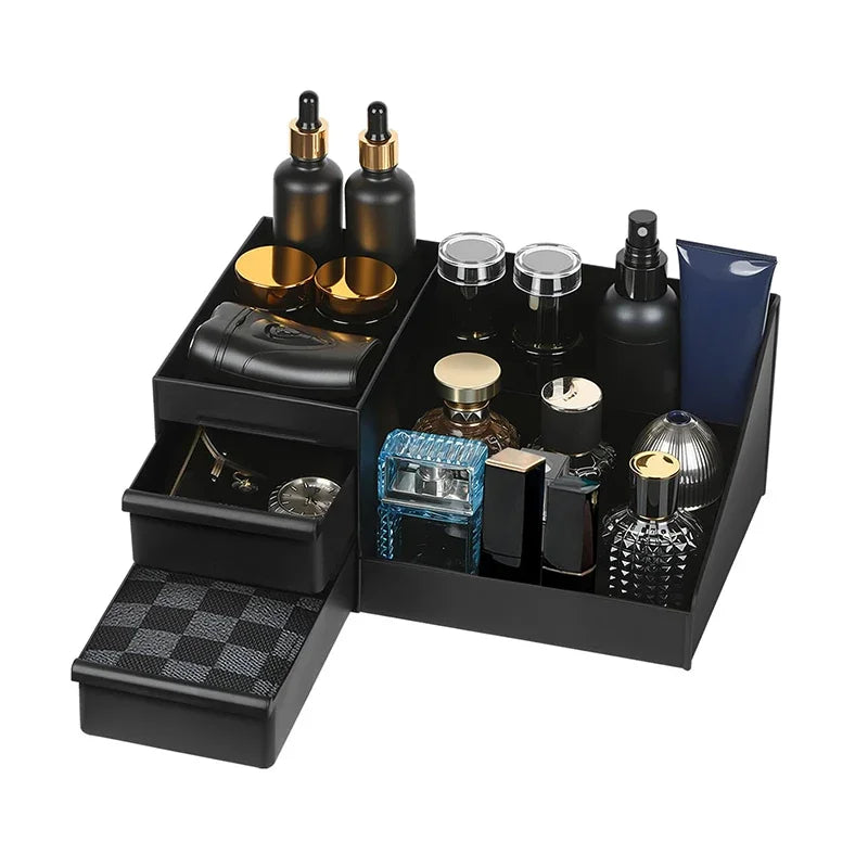 Men's Cologne & Perfume Organizer Stand with Drawers - Bathroom & Dresser Storage