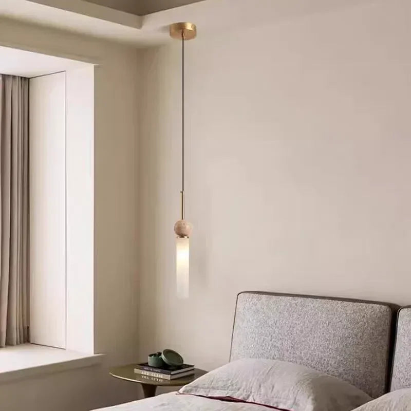Wabi-Sabi Cave Stone Pendant Lamp - Vintage Nordic Bedroom Chandelier