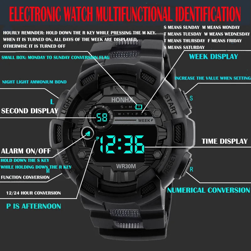 Kids Waterproof Digital Watch with Multi-Function Luminous Sports Wristwatch for Children