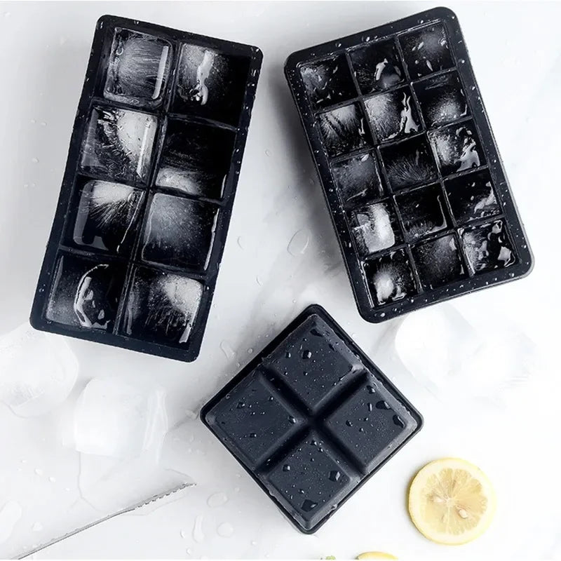 Large Silicone Ice Cube Tray Food Grade Jumbo Square Ice Mold for Home Kitchen