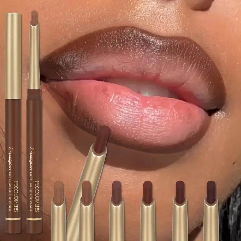 Matte Lip Liner Pencil Set - 6 Colors for Nude, Brown, and Contour