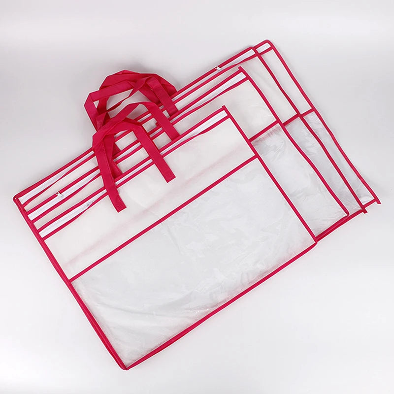 Clear Non-Woven Pillow & Quilt Storage Bag with Zipper Dustproof Household Organizer