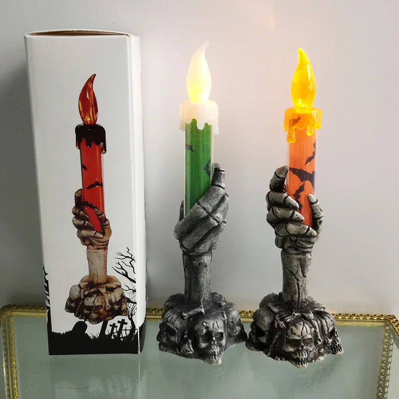 Halloween Skeletons and Ghost Party Candle Set - Fluorescence Yellow & Deep Sapphire