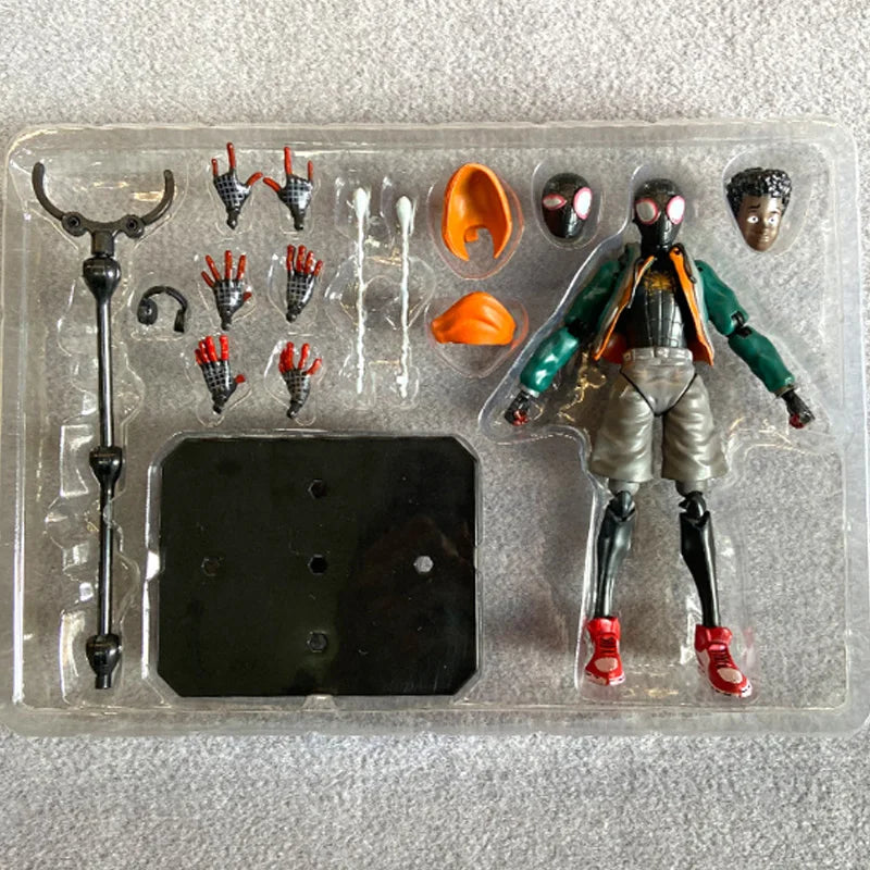 Miles Morales Spider-Man Action Figure with Removable Hood and Interchangeable Hands - 17cm
