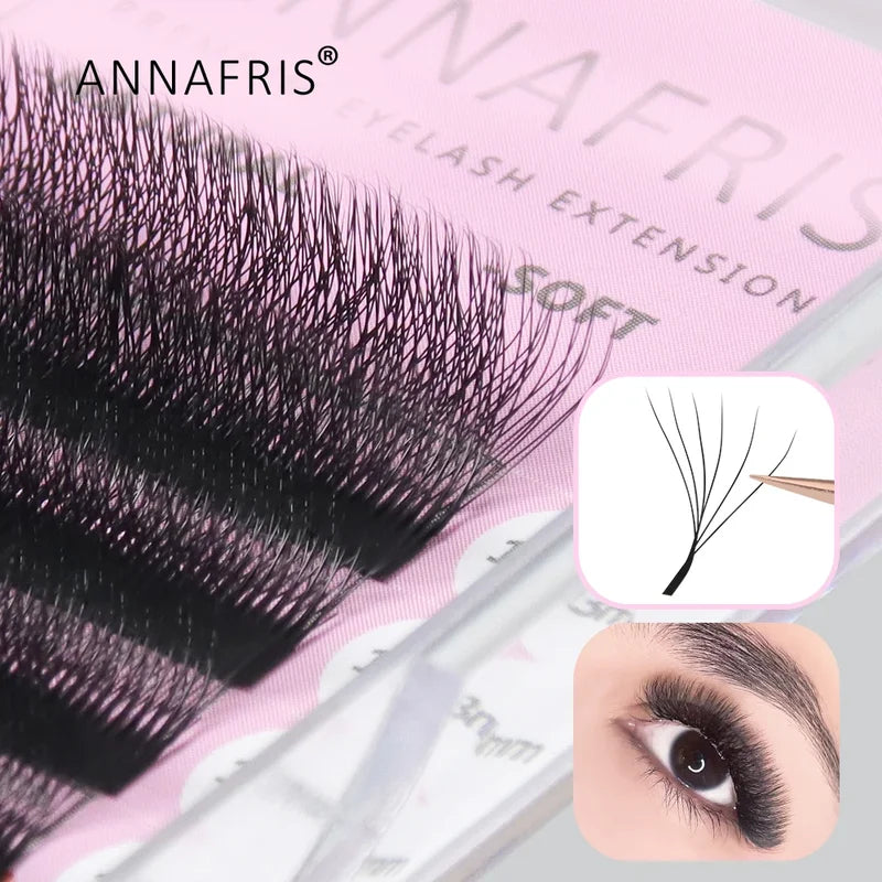 6D Volume False Mink Eyelash Extensions W Shape Premade Fan Lashes Natural Look