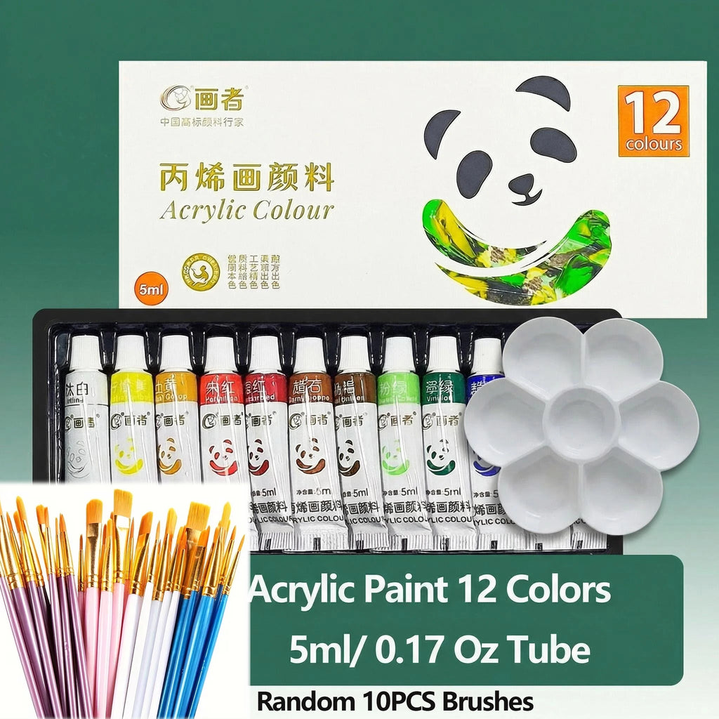 Art Painting Kit with Acrylic Paints and Brushes - Multiple Colors for Artists & Beginners