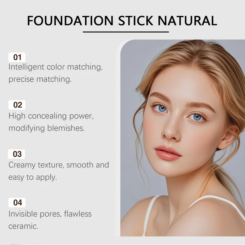 Color Changing Foundation Stick with Hydrating Long Wear Concealer - Lightweight & Full Coverage