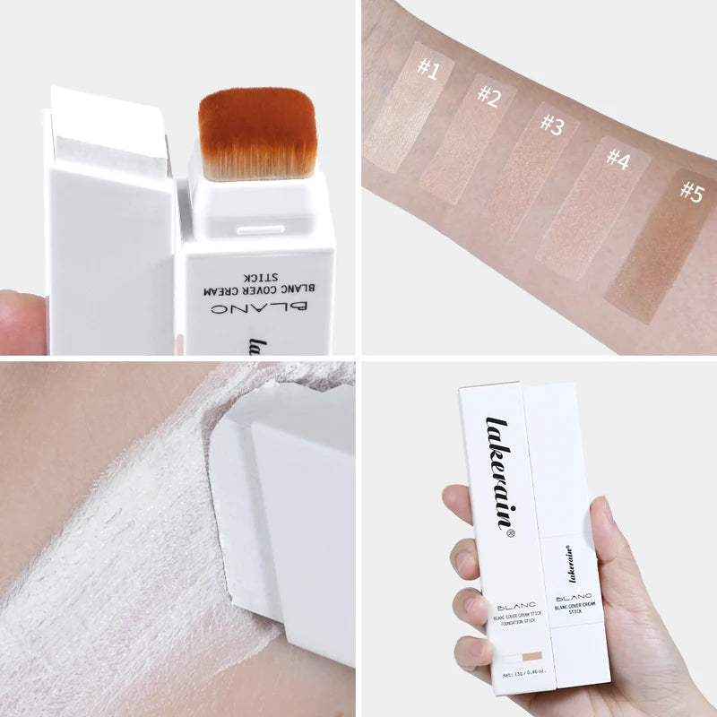 Color Changing Foundation Stick with Detachable Brush High Coverage Base Makeup