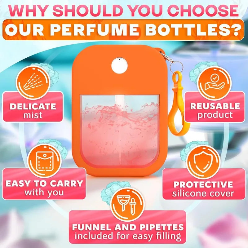 38ml Portable Refillable Card Spray Bottle with Silicone Hook for Hand Sanitizer & Travel
