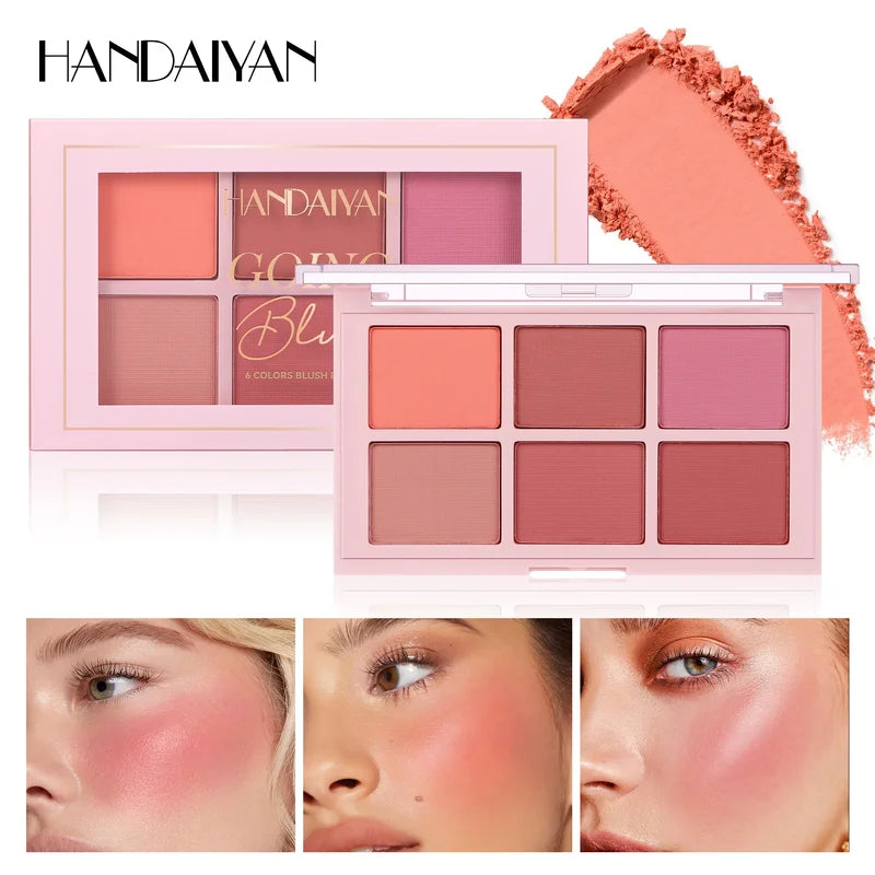Long Wear Blush Makeup Palette - Buildable Matte Color Face Powder for Cheeks & Contouring