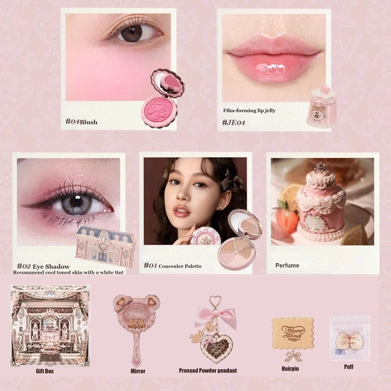 All-in-One Makeup Gift Set with Eyeshadow Blush Lip Jelly & Perfume - 10 PCS