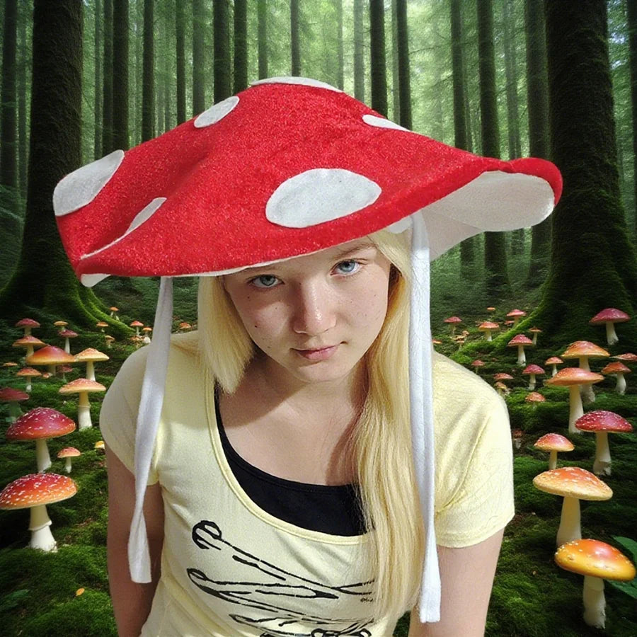 Funny Mushroom Hat for Festival Celebration Halloween Costume Rope Hat Spotted Mushroom