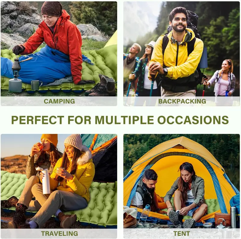 Ultralight Inflatable Camping Mattress with Built-In Pillows and Rapid Pump