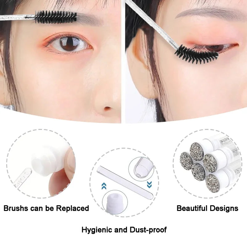 Eyelash & Eyelash Serum Cleaning Tools Set with 60ml Bottles & Brushes