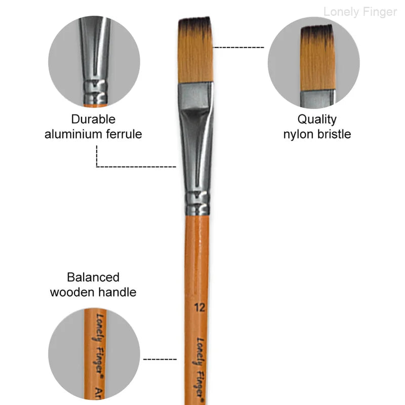 Set of 12 or 48 Paint Brushes - Acrylic, Watercolor, Gouache & Craft Brushes