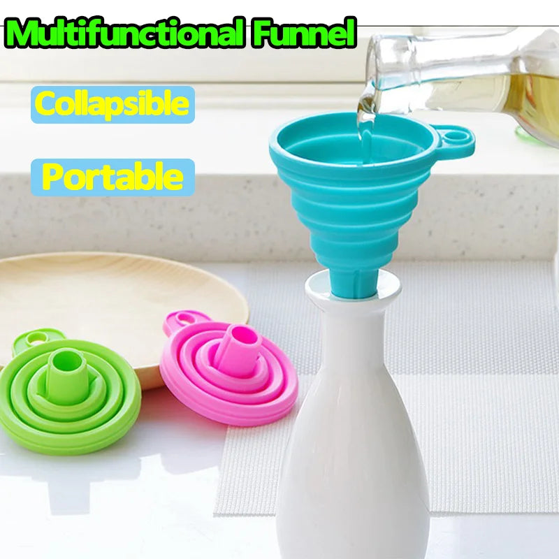 Silicone Collapsible Funnel Set - Foldable Kitchen & Household Gadgets