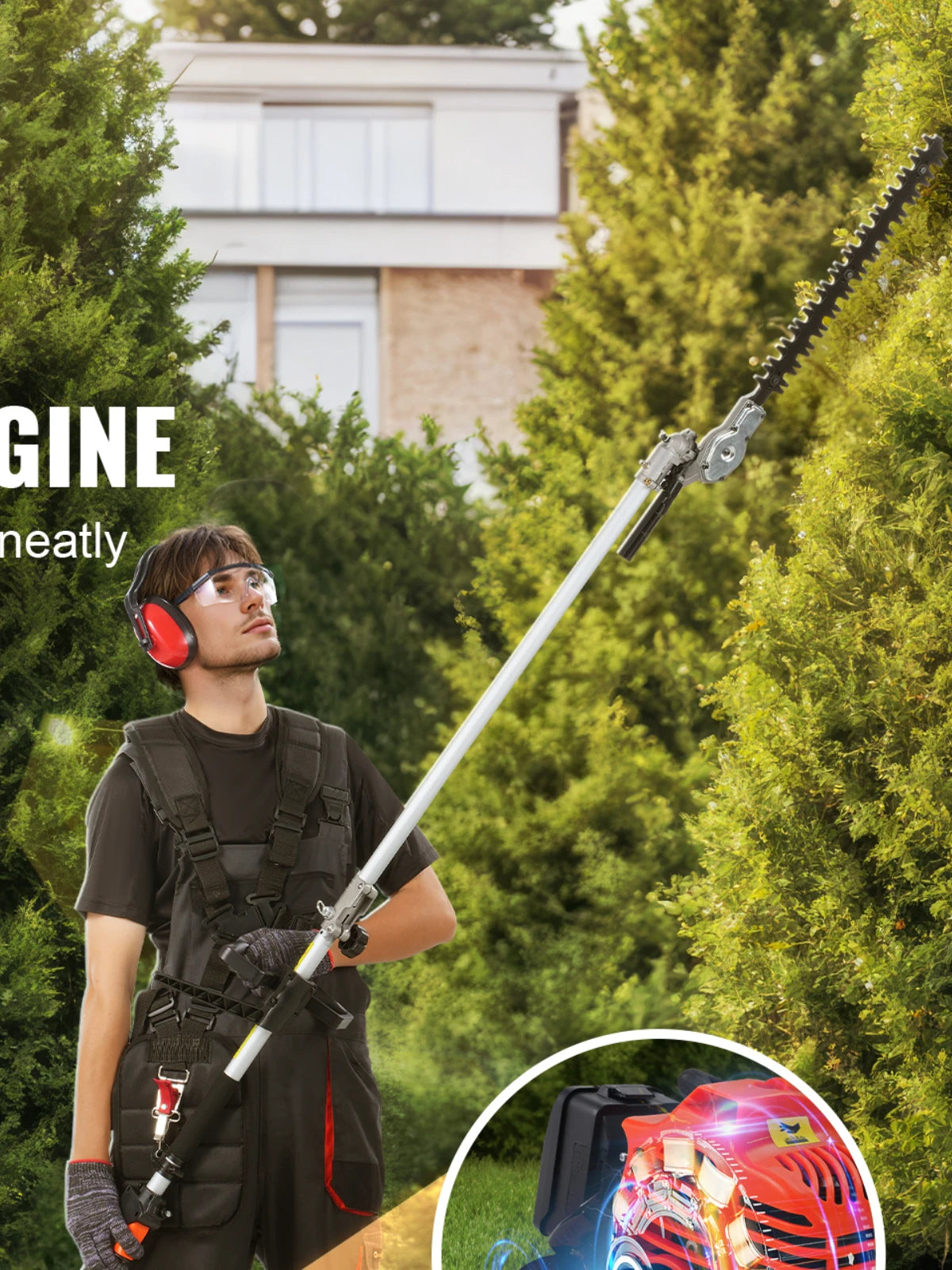 Gas Hedge Trimmer 6-in-1 Multi-Function Power Tool for Garden Maintenance