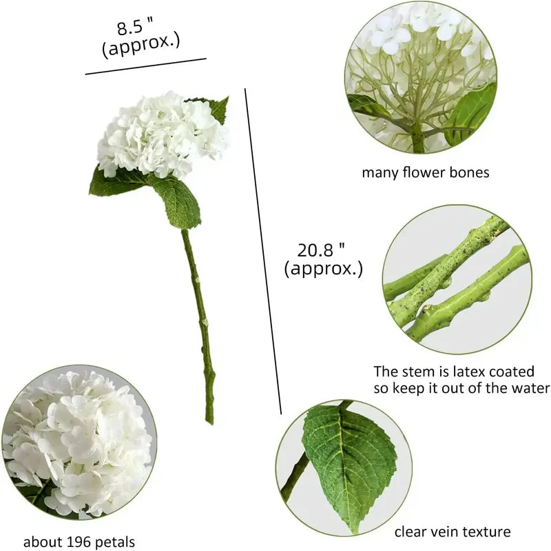 Artificial Hydrangea Flowers 4 Pcs Real Touch Latex Wedding Bouquet Home Decor