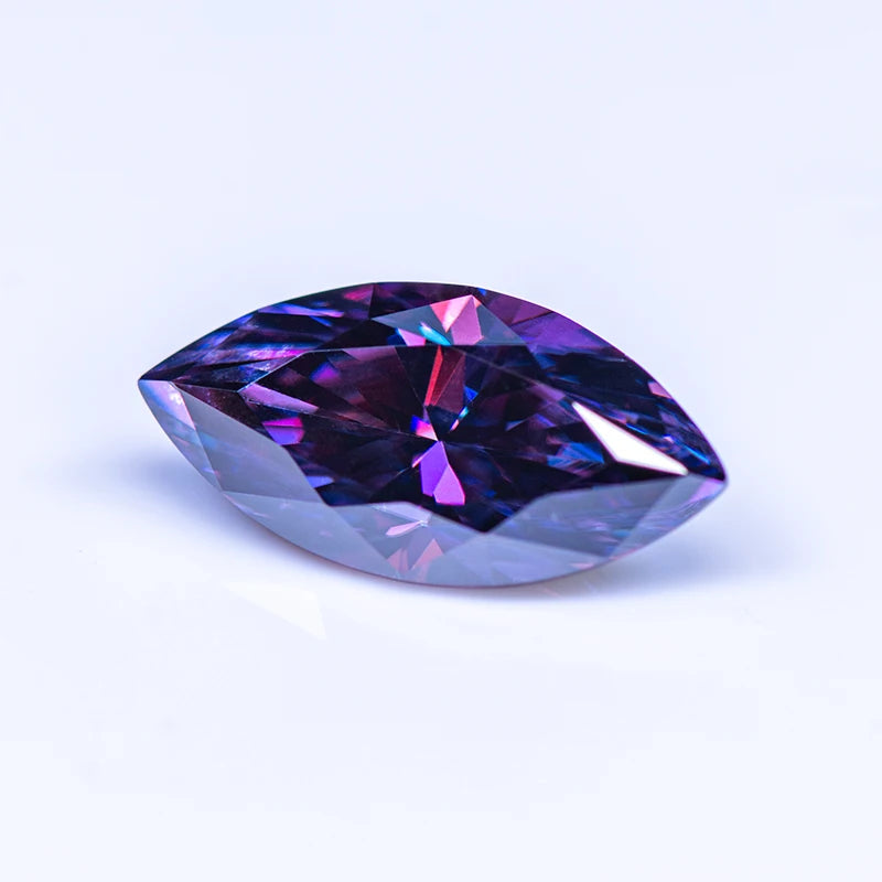 Moissanite Marquise Cut Jewelry Charms Set for DIY Rings Necklaces Earrings - Purple