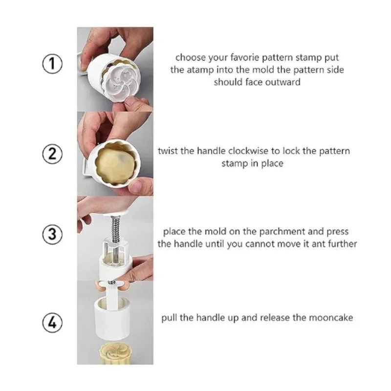 Kitchen Cake Mold for Mooncakes and Desserts - Non-Stick Flower Pattern BPA-Free Food Grade