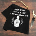 Black Gothic Tea Towel with Chloroform Scent Print - Halloween Kitchen Decor