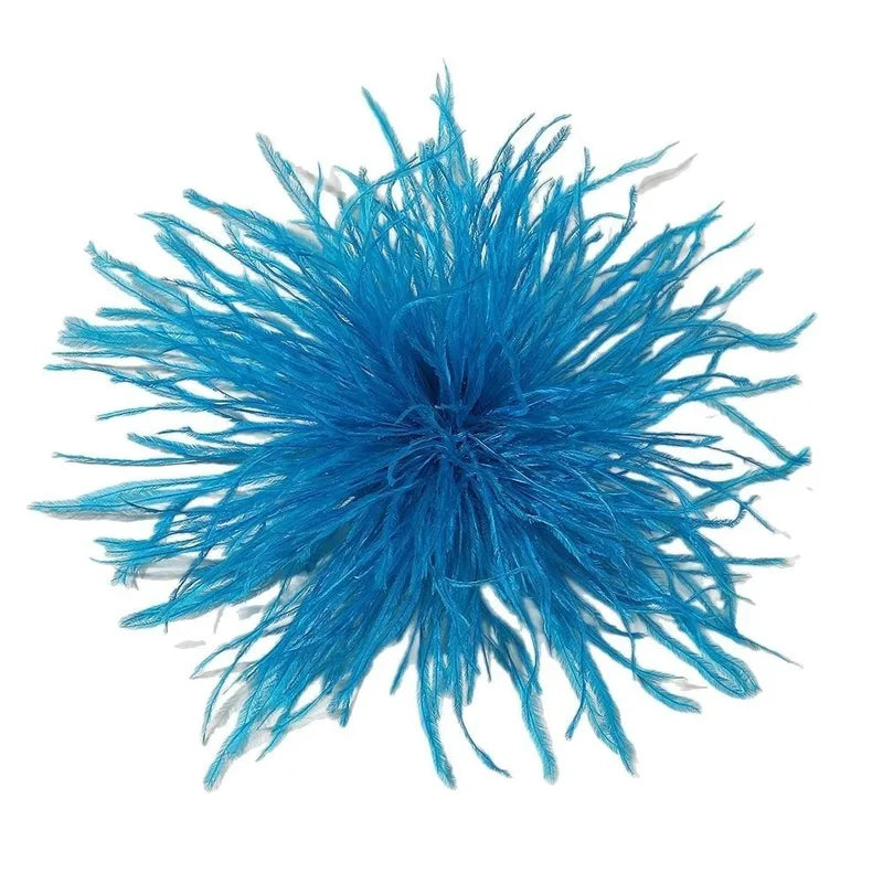 Large Ostrich Feather Brooch 8-10cm Handmade Artificial Feather Jewelry