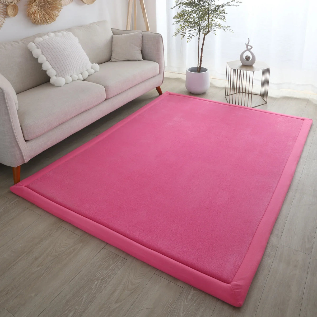 Soft Rectangular Carpet for Living Room and Nursery Play Area – Anti-Fall Baby Crawling Mat