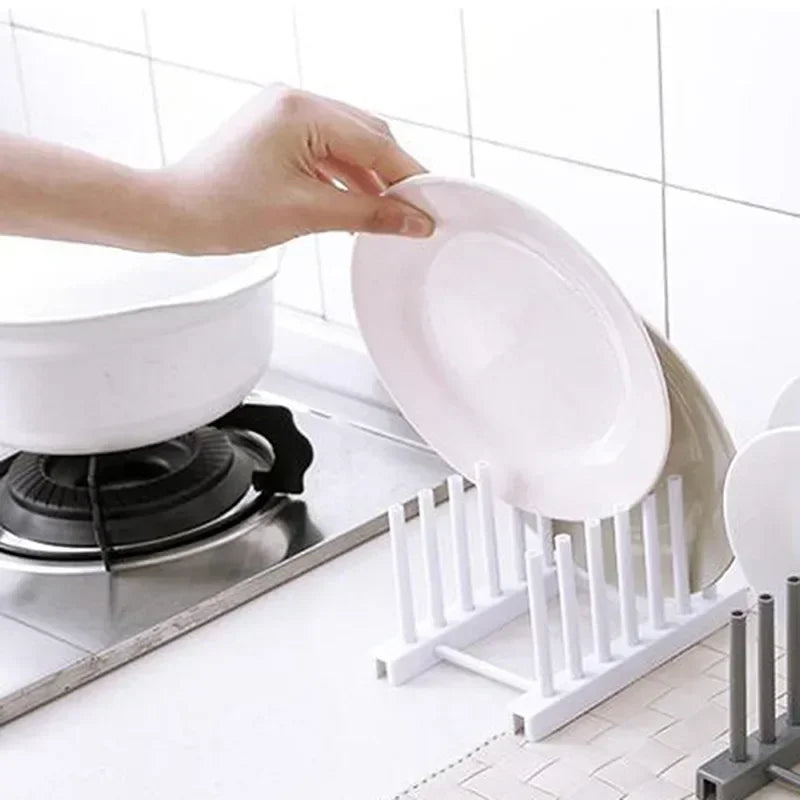 Wooden Dish Drainer Rack Kitchen Organizer for Dishes & Pot Lids
