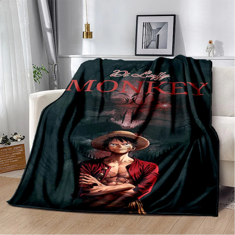 Anime One Piece Luffy & Crew Flannel Blanket - Soft Warm Throw Bedding