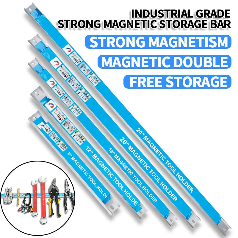 Magnetic Tool Rack Organizer with Strong Adhesive Strips for Kitchen Garage Workshop