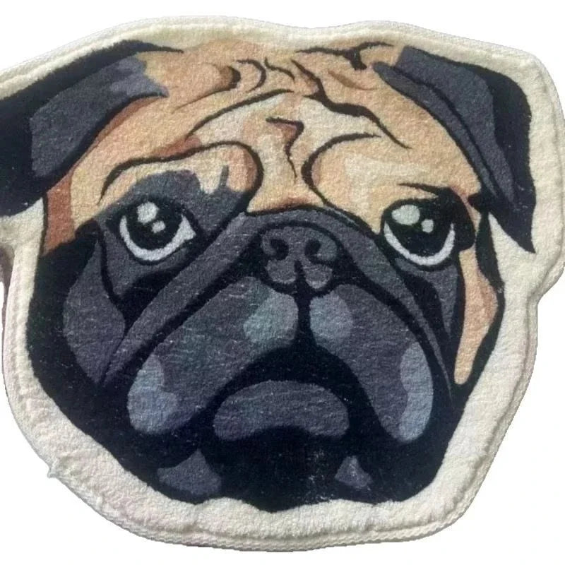 Pug Shaped Pet Rug - Soft Faux Lambswool Floor Mat for Home & Living Room