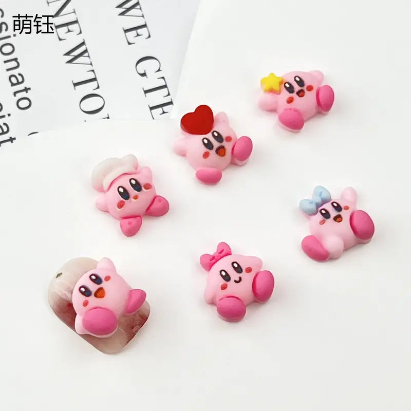 20Pcs Resin Mini Game Character Kirby Nail Charms Art Decor Craft Set