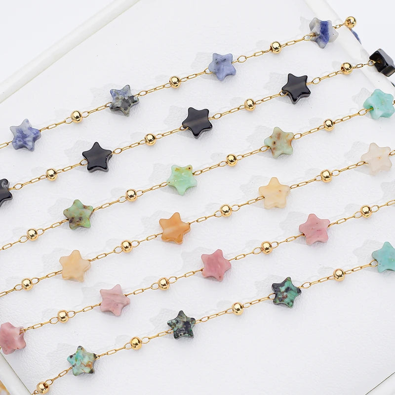 Natural Stone Bracelet for Women - Handcrafted Chain Bangle with Adjustable Size