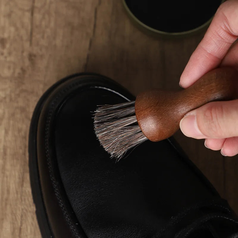 Mini Horse Hair Oiling & Shoe Brush - Beech Small Fur Leather Care Tool