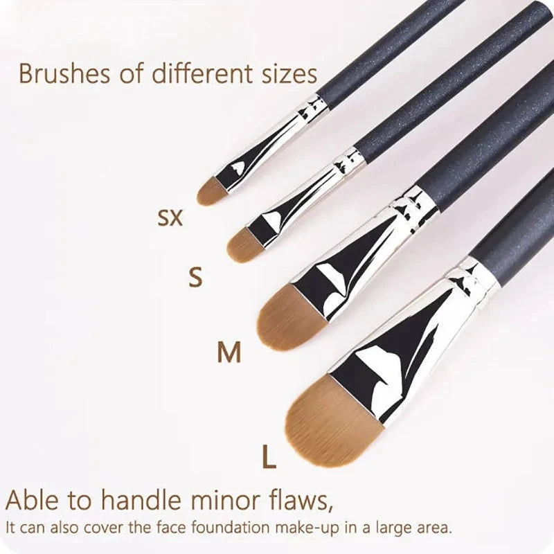Flat Round Ultra-Thin Foundation Concealer Makeup Brush - Professional Contour Tool with Multiple Sizes