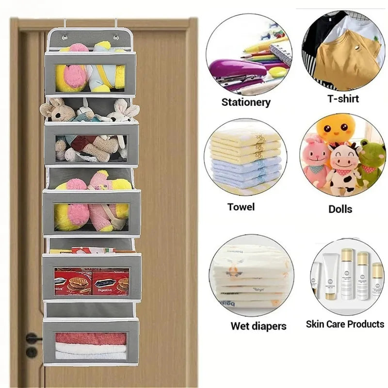 Hanging Storage Organizer with 5 Large Pockets, Door Mount, Anti-Tilt Design