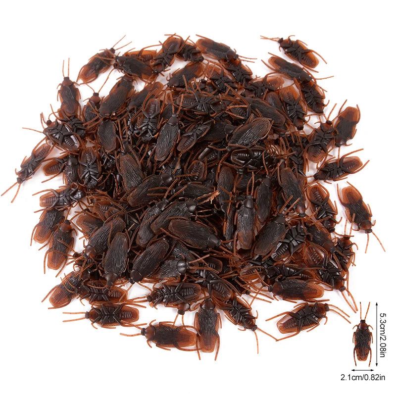 Halloween Plastic Cockroach Set - 50 or 100 Fake Bugs for Pranks & Decorations