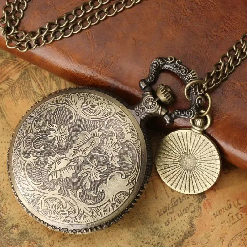 Pocket Watch Transparent Flip Roman Scale Vintage Quartz Timepiece
