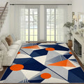 Geometric Crystal Flocking Non-Slip Floor Rug for Living Room Bedroom Kitchen