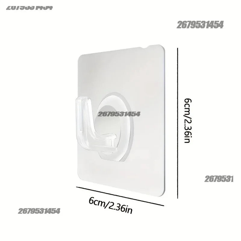 Self-Adhesive Transparent Wall Hooks - Strong Load-Bearing Door & Bathroom Rack