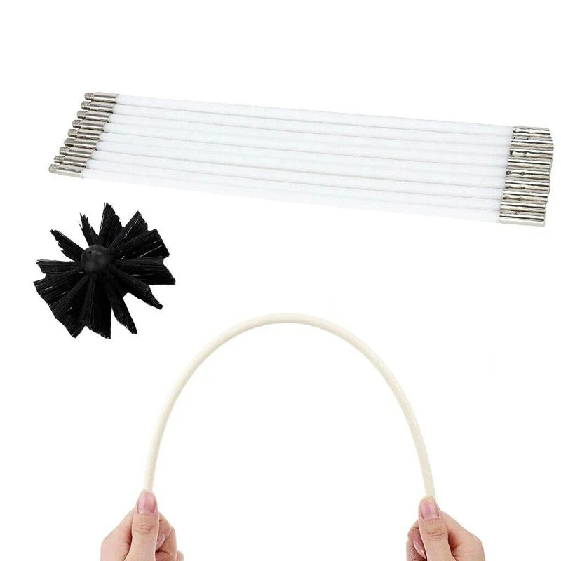 Extendable Chimney and Dryer Vent Cleaning Brush - Flexible Air Duct Tool